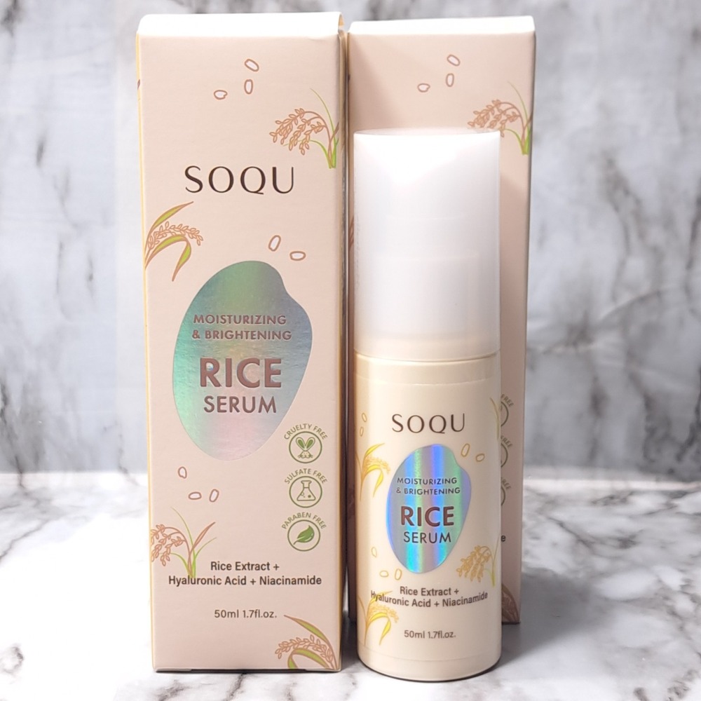 2 SOQU Moisturizing Brightening RICE SERUM Hyaluronic Acid Niacinamide 1.7‎ oz